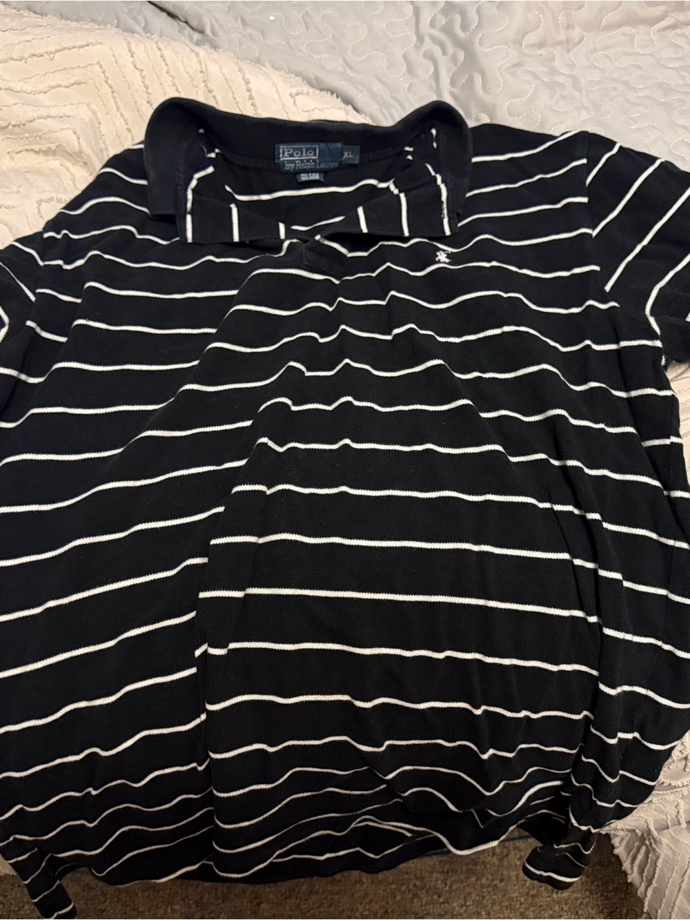 Ralph Lauren Black and White Striped Polo Shirt